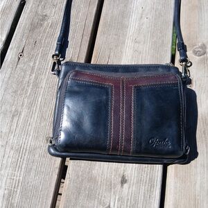 O'vale Black and Brown Leather Crossbody Bag